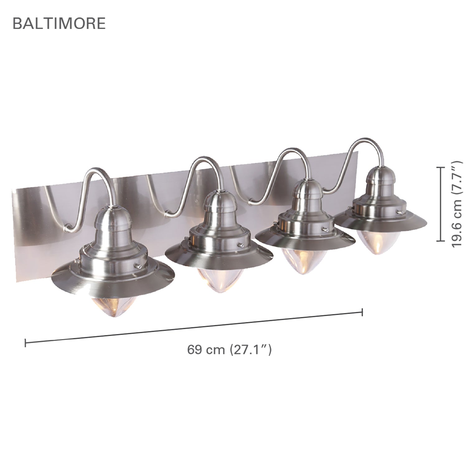Xtricity - Luminaire de Vanité à 4 Lumières, Largeur de 27.1'', De la Collection Baltimore, Fini Nickel - Simple Boutique