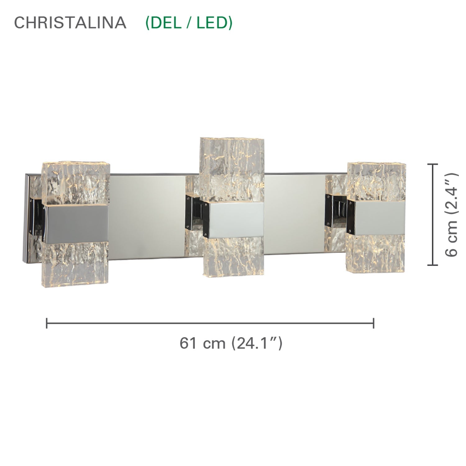 Xtricity - Luminaire de Vanité au DEL, Largeur de 24.1'', De la Collection Christalina, Fini Chromé - Simple Boutique