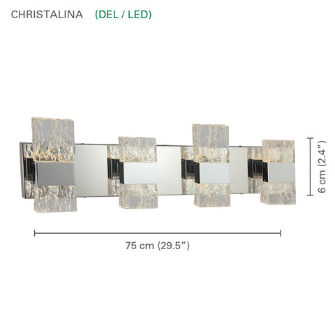 Xtricity - Luminaire de Vanité au DEL, Largeur de 29.5'', De la Collection Christalina, Fini Chromé