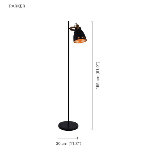 Xtricity - Luminaire sur Pied à 1 Tête, Hauteur de 5', De la Collection Parker, Noir