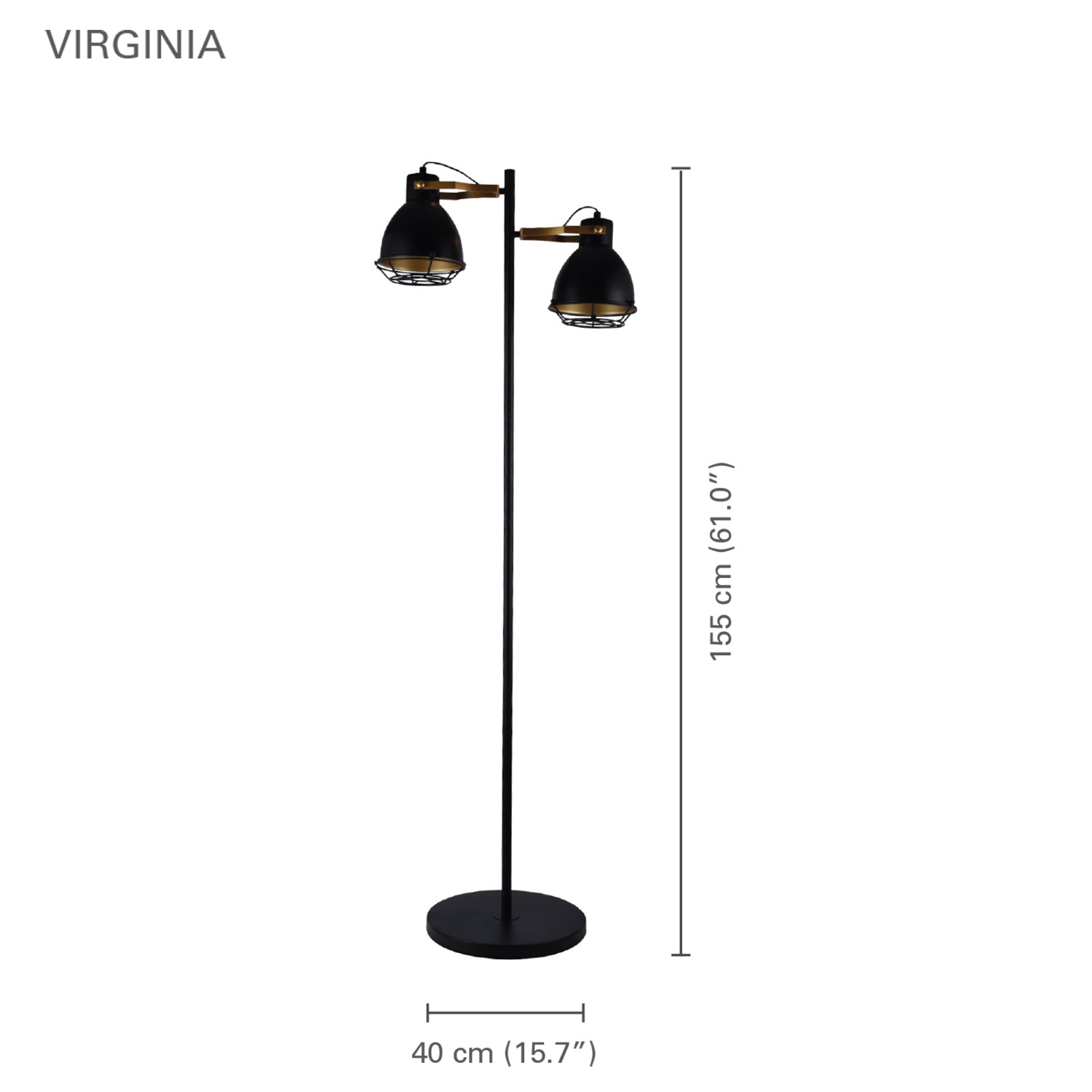 Xtricity - Luminaire sur Pied à 2 Têtes, Hauteur de 5', De la Collection Virginia, Noir - Simple Boutique