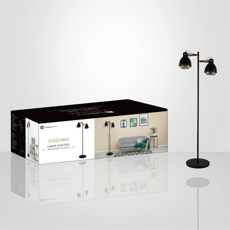 Xtricity - Luminaire sur Pied à 2 Têtes, Hauteur de 5', De la Collection Virginia, Noir - Simple Boutique