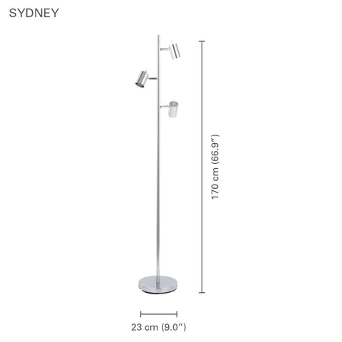 Xtricity - Luminaire sur Pied à 3 Têtes, Hauteur de 5.5', De la Collection Sydney, Chrome