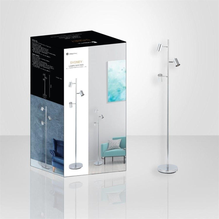 Xtricity - Luminaire sur Pied à 3 Têtes, Hauteur de 5.5', De la Collection Sydney, Chrome - Simple Boutique