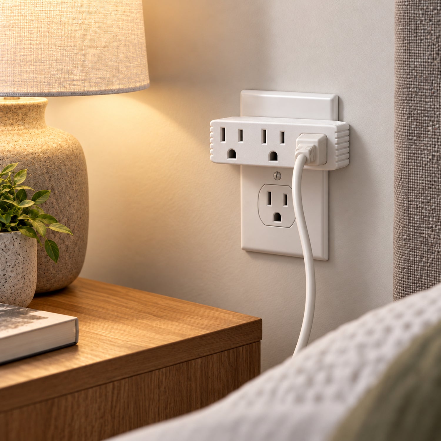 Xtricity Multiprise cubique 3 sorties avec terre - Blanche - Lot de 5 - Simple Boutique