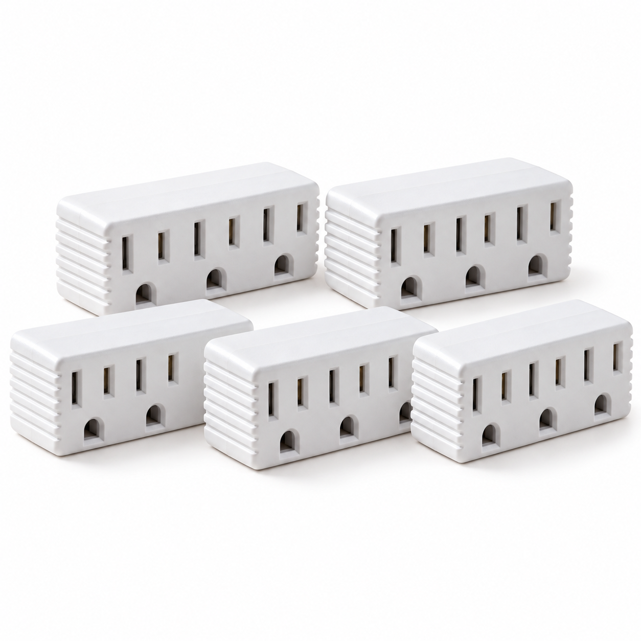 Xtricity Multiprise cubique 3 sorties avec terre - Blanche - Lot de 5 - Simple Boutique