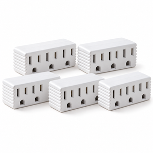 Xtricity Multiprise cubique 3 sorties avec terre - Blanche - Lot de 5 - Simple Boutique