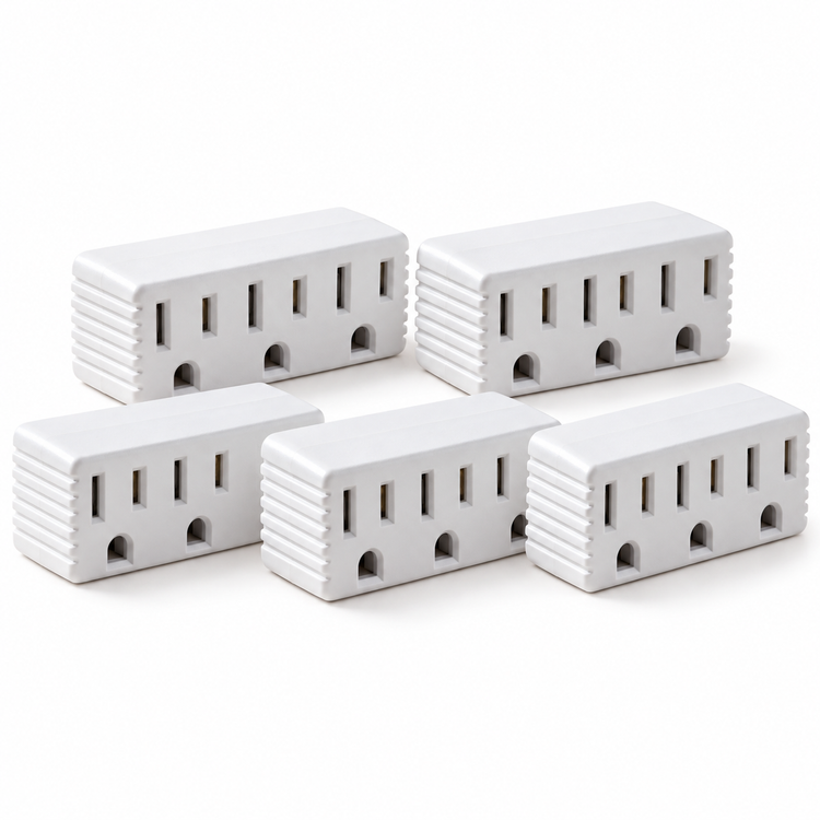 Xtricity Multiprise cubique 3 sorties avec terre - Blanche - Lot de 5 - Simple Boutique