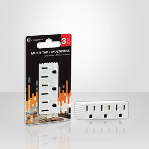 Xtricity Multiprise cubique 3 sorties avec terre - Blanche - emballage - Simple Boutique