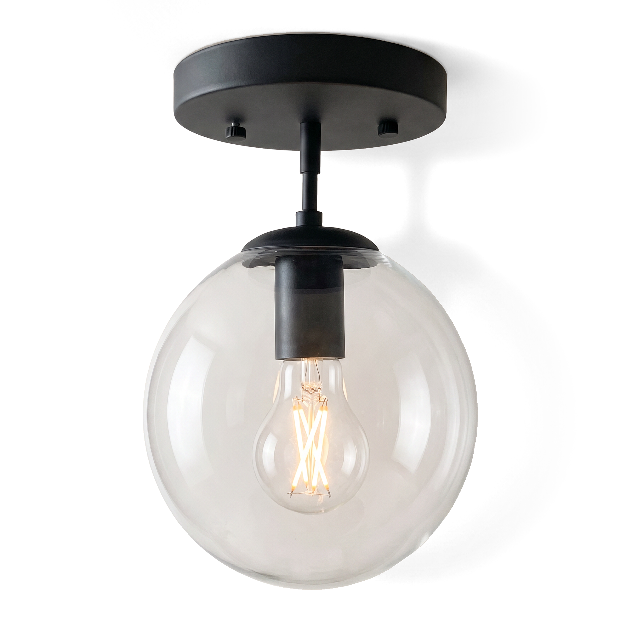 Xtricity Plafonnier 1 lampe « Indiana » - Noir, acier et verre - Simple Boutique