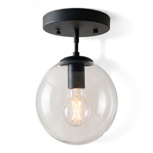 Xtricity Plafonnier 1 lampe « Indiana » - Noir, acier et verre - Simple Boutique