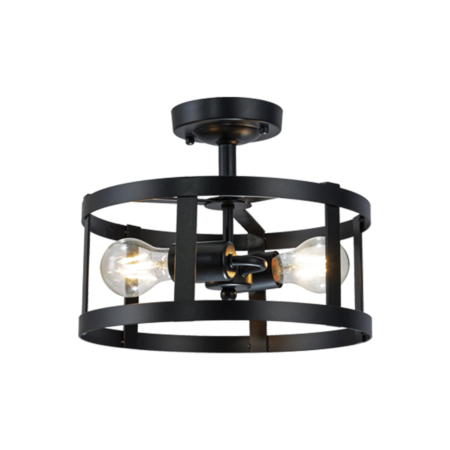 Xtricity - Plafonnier Décoratif à 2 Ampoules, Largeur de 11.8", De la Collection Preston, Noir - Simple Boutique