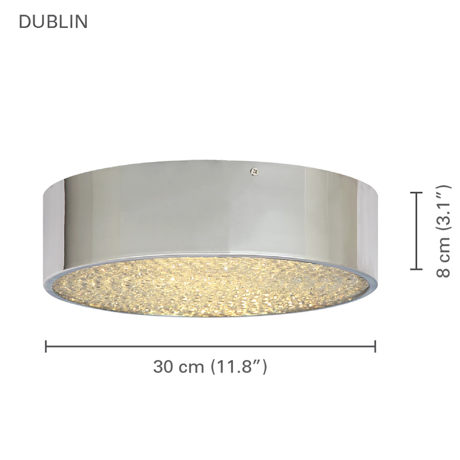 Xtricity - Plafonnier Drum avec DEL Intégrées, Diamètre de 12'', De la Collection Dublin, Fini Chromé - Simple Boutique