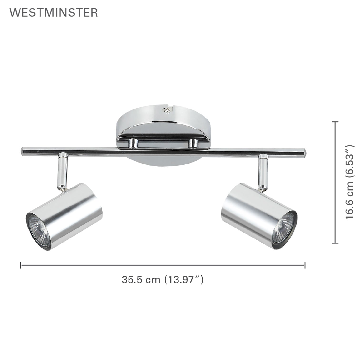 Xtricity - Plafonnier à 2 Têtes, Largeur de 13.97'', De la Collection Westminster, Chrome - Simple Boutique