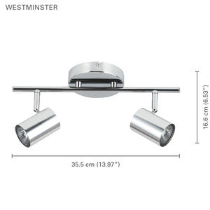 Xtricity - Plafonnier à 2 Têtes, Largeur de 13.97'', De la Collection Westminster, Chrome - Simple Boutique