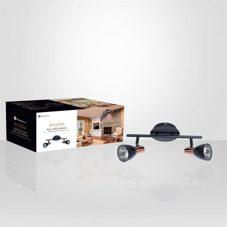Xtricity - Plafonnier à 2 Têtes, Largeur de 16,1'', De la Collection Riviera, Noir - Simple Boutique