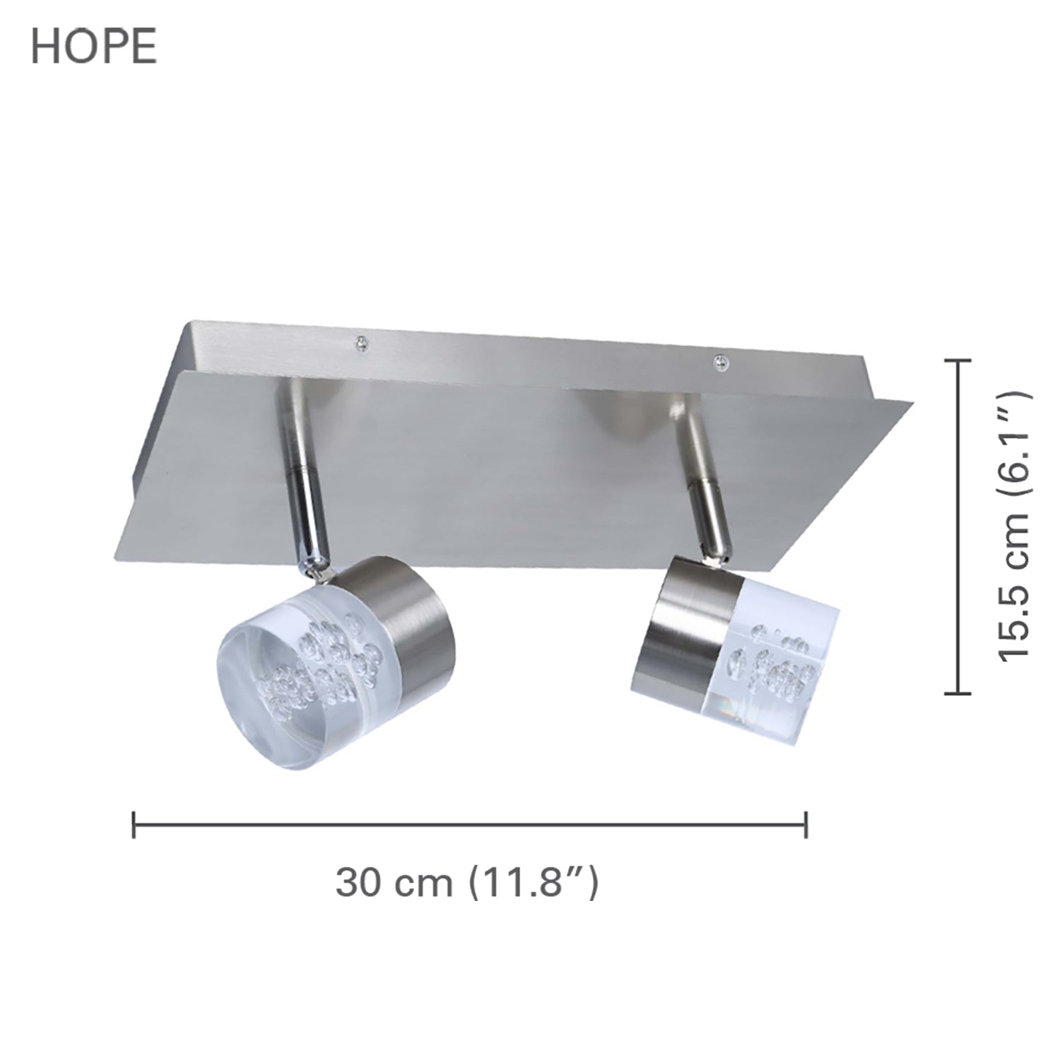 Xtricity - Plafonnier à 2 Têtes avec DEL Intégré, Largeur de 11.8'', De la Collection Hope, Nickel - Simple Boutique