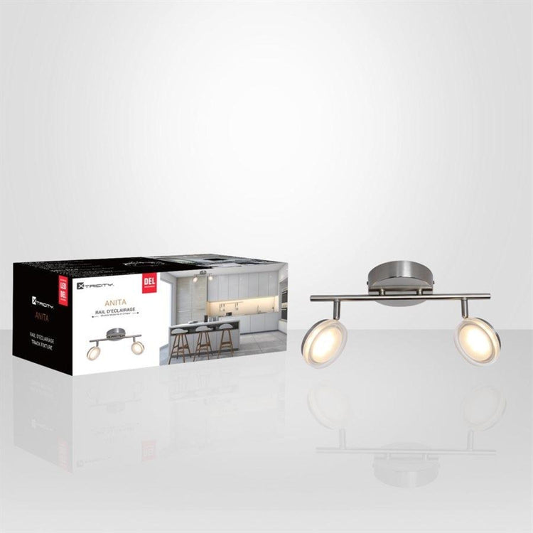 Xtricity - Plafonnier à 2 Têtes avec DEL Intégré, Largeur de 14.56'', De la Collection Anita, Nickel - Simple Boutique