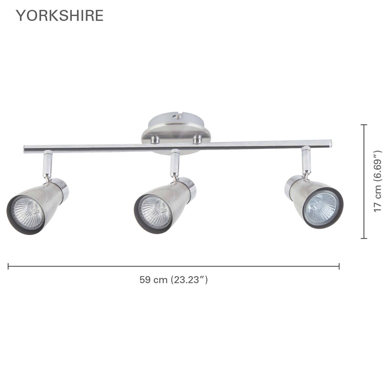 Xtricity - Plafonnier à 3 Têtes, Largeur de 23.22'', De la Collection Yorkshire, Nickel Chrome - Simple Boutique