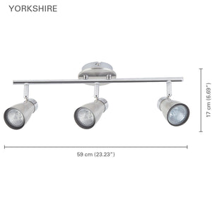 Xtricity - Plafonnier à 3 Têtes, Largeur de 23.22'', De la Collection Yorkshire, Nickel Chrome - Simple Boutique
