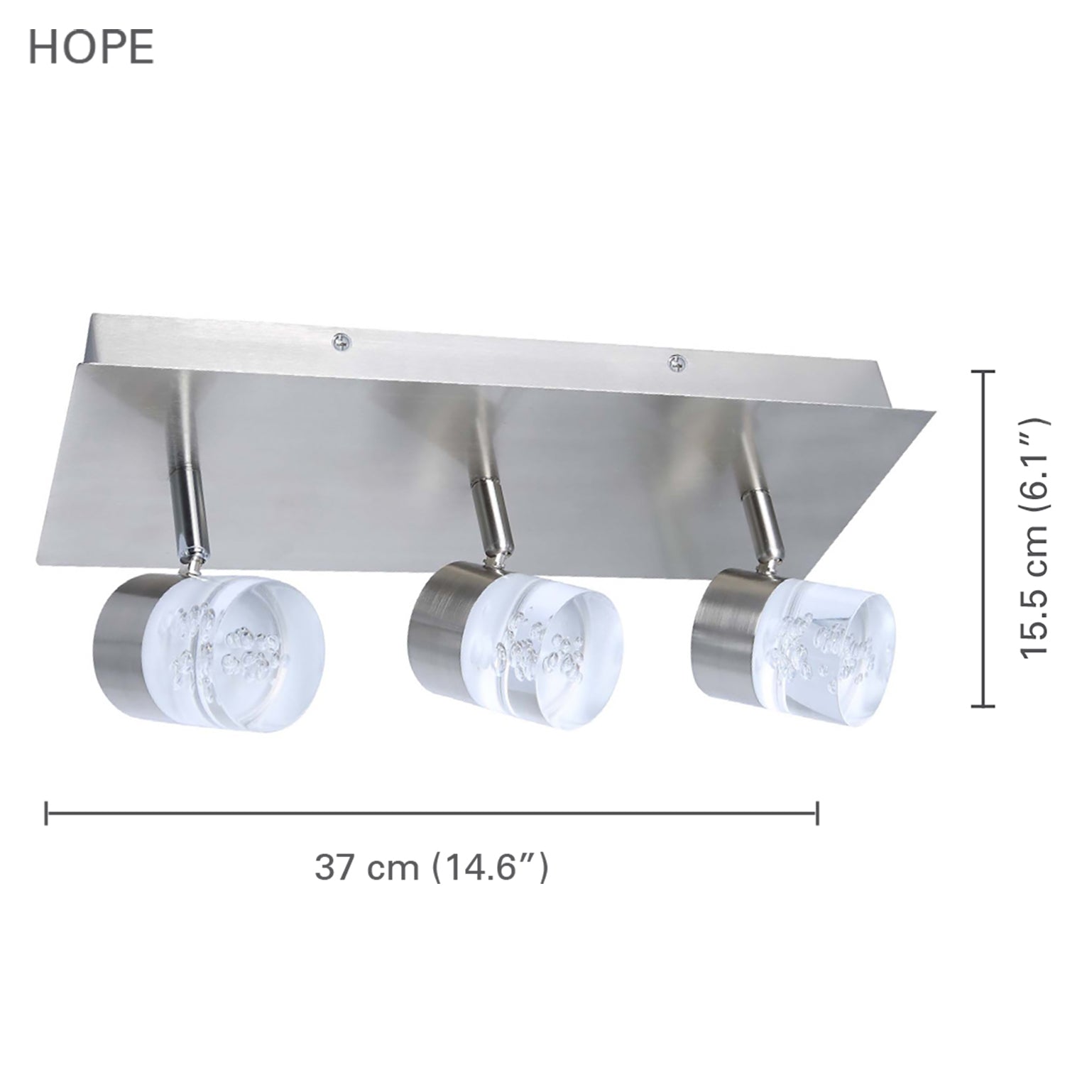 Xtricity - Plafonnier à 3 Têtes avec DEL Intégré, Largeur de 14.5'', De la Collection Hope, Nickel - Simple Boutique