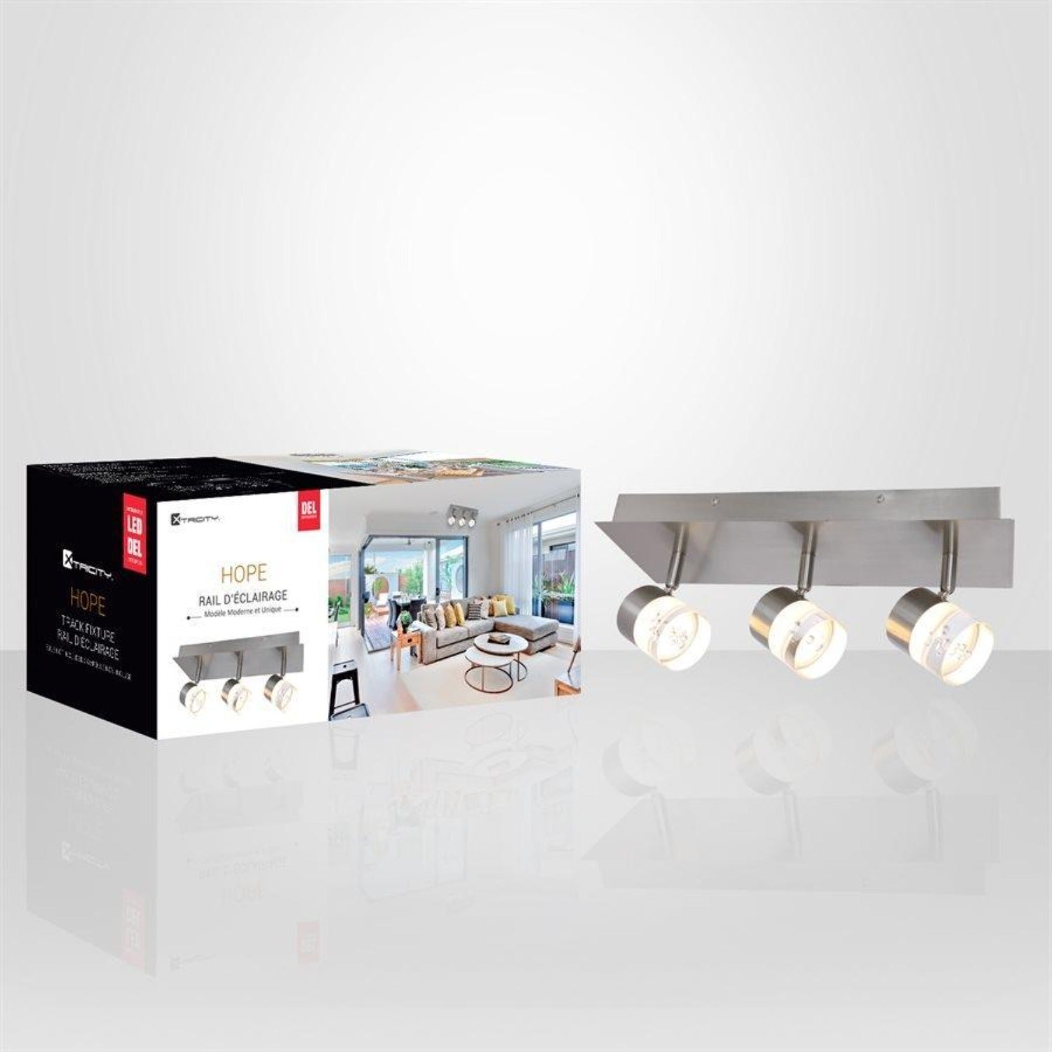 Xtricity - Plafonnier à 3 Têtes avec DEL Intégré, Largeur de 14.5'', De la Collection Hope, Nickel - Simple Boutique
