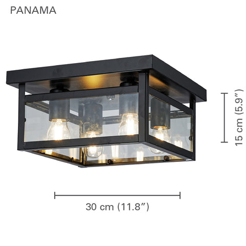 Xtricity - Plafonnier à 4 Lumières, Largeur de 11.8'', De la Collection Panama, Noir