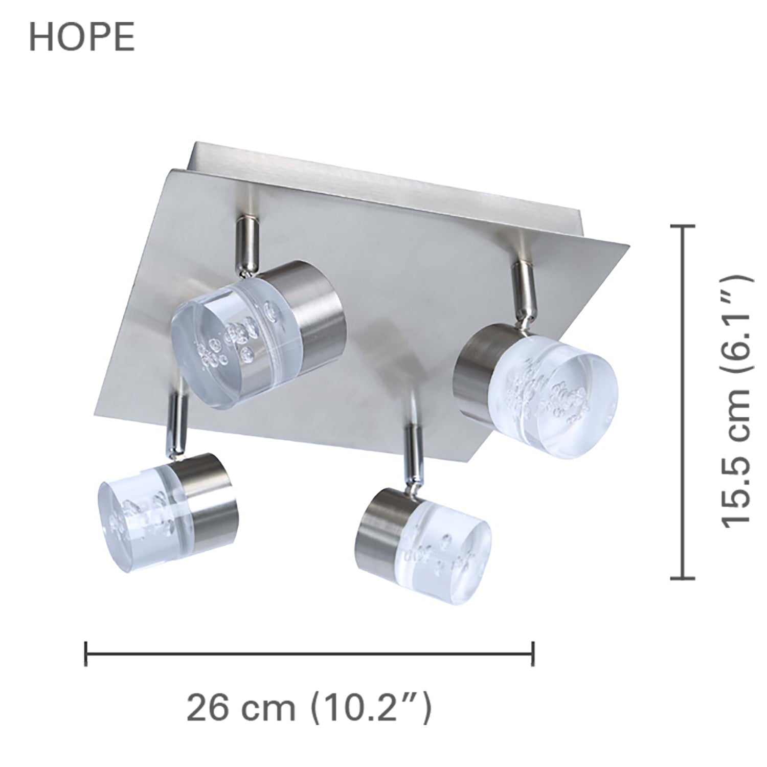 Xtricity - Plafonnier à 4 Têtes avec DEL Intégré, Largeur de 10.2'', De la Collection Hope, Nickel - Simple Boutique