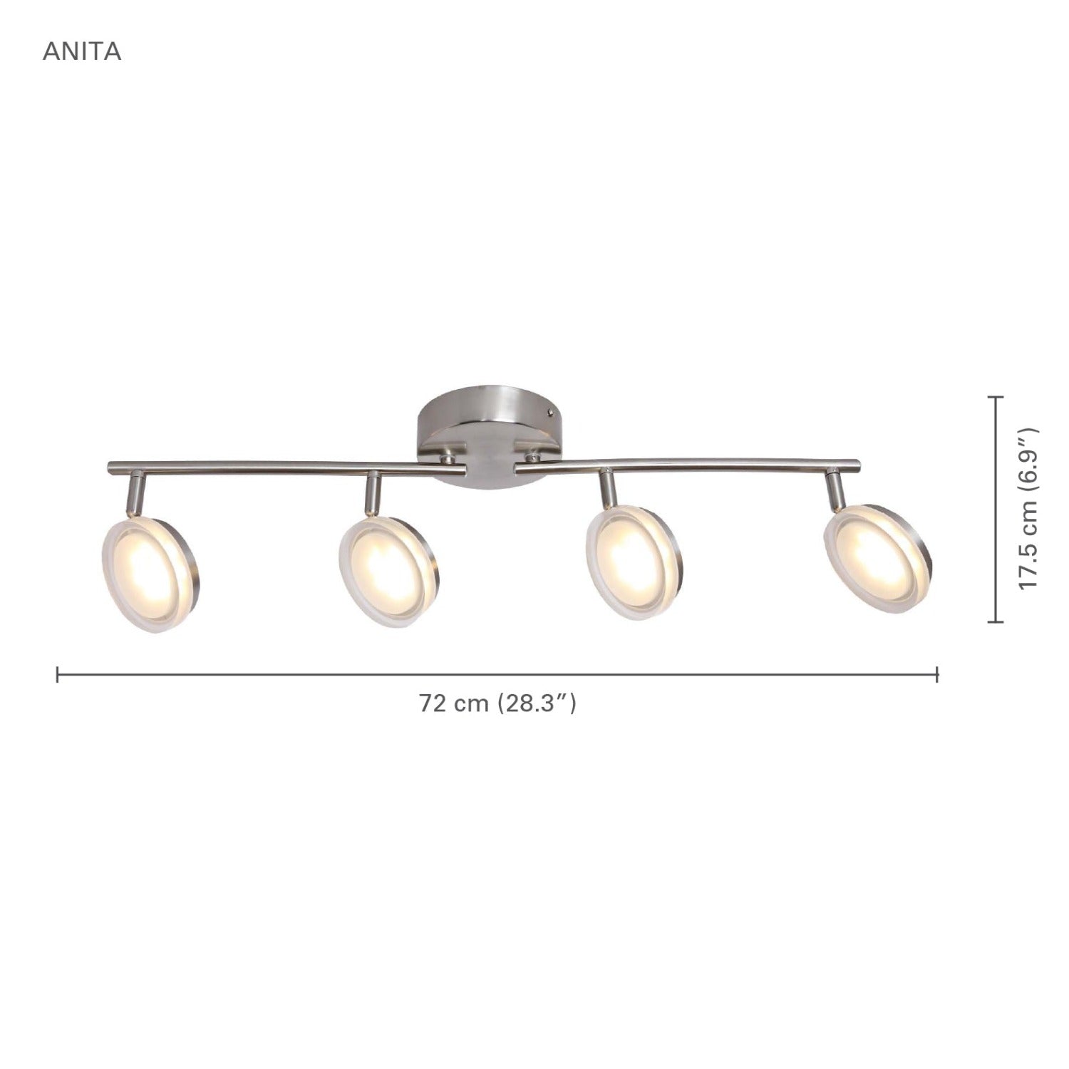 Xtricity - Plafonnier à 4 Têtes avec DEL Intégré, Largeur de 28.34'', De la Collection Anita, Nickel - Simple Boutique