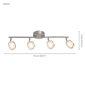 Xtricity - Plafonnier à 4 Têtes avec DEL Intégré, Largeur de 28.34'', De la Collection Anita, Nickel - Simple Boutique