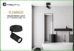 Xtricity Plafonnier orientable 1 lumière « Flemings » - Noir, GU10 - Simple Boutique