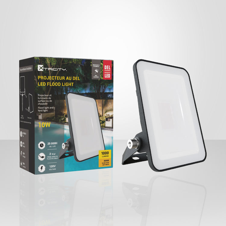 Xtricity - Projecteur DEL Étanche, 1000 Lumens, 10W, Pour Usage Extérieur, 3000K Blanc Chaud - Simple Boutique