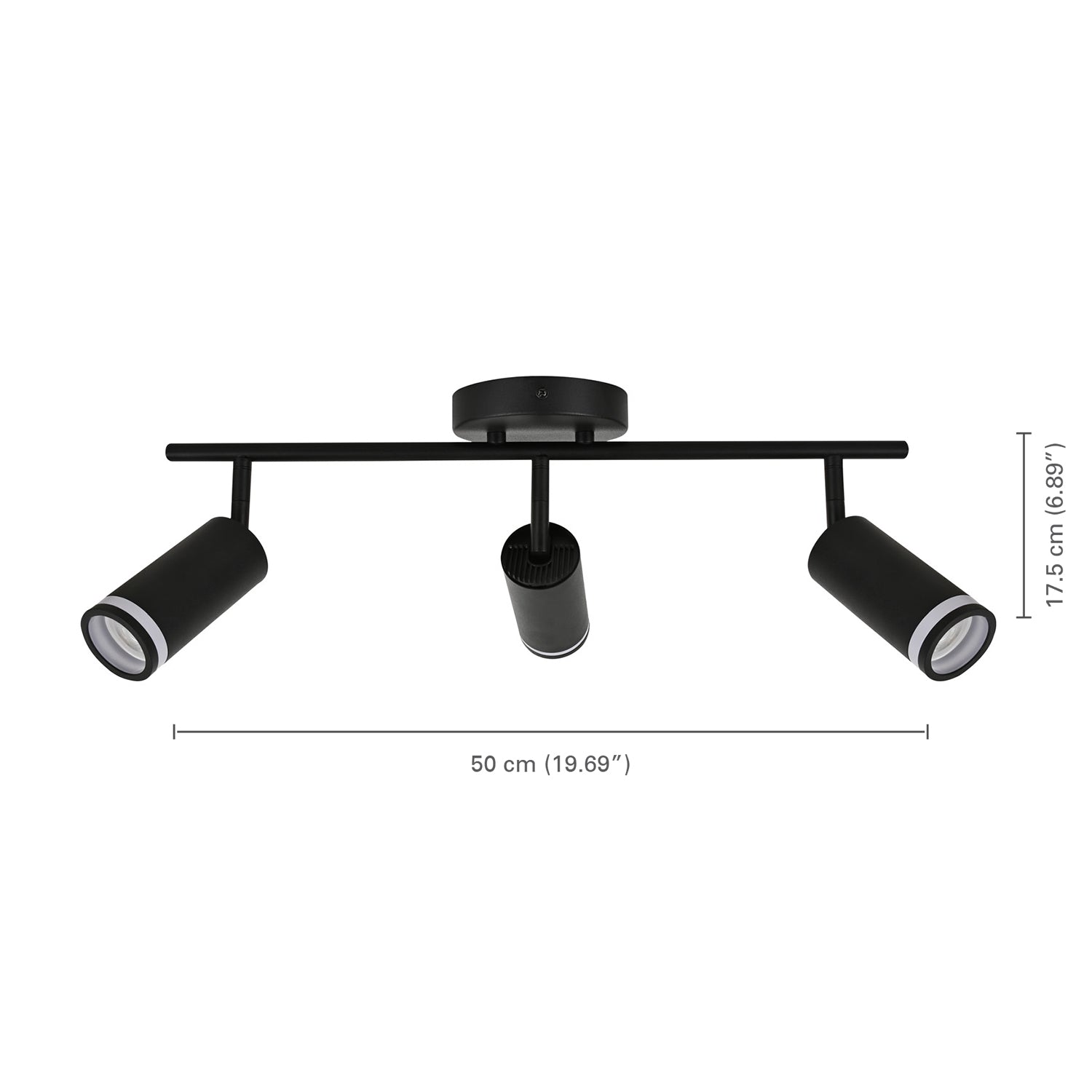 Xtricity - Rail d'éclairage à 3 Tête, Largeur de 19.69", De la Collection Valegro, Noir - Simple Boutique