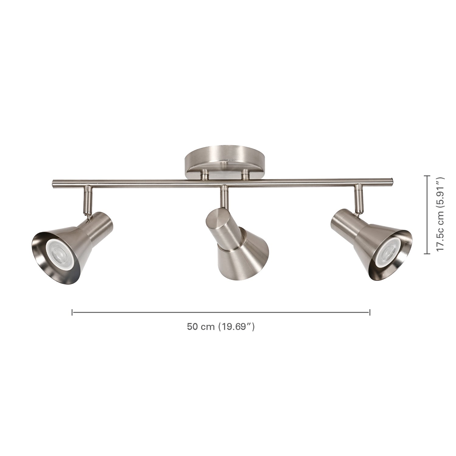 Xtricity - Rail d'éclairage à 3 Têtes, Largeur de 19.69", De la Collection Rosalie, Nickel - Simple Boutique