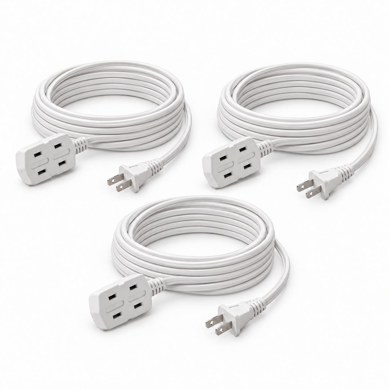 Xtricity Rallonge d'intérieur légère 1,5 m blanche 3 prises polarisées - Lot de 3 - Simple Boutique