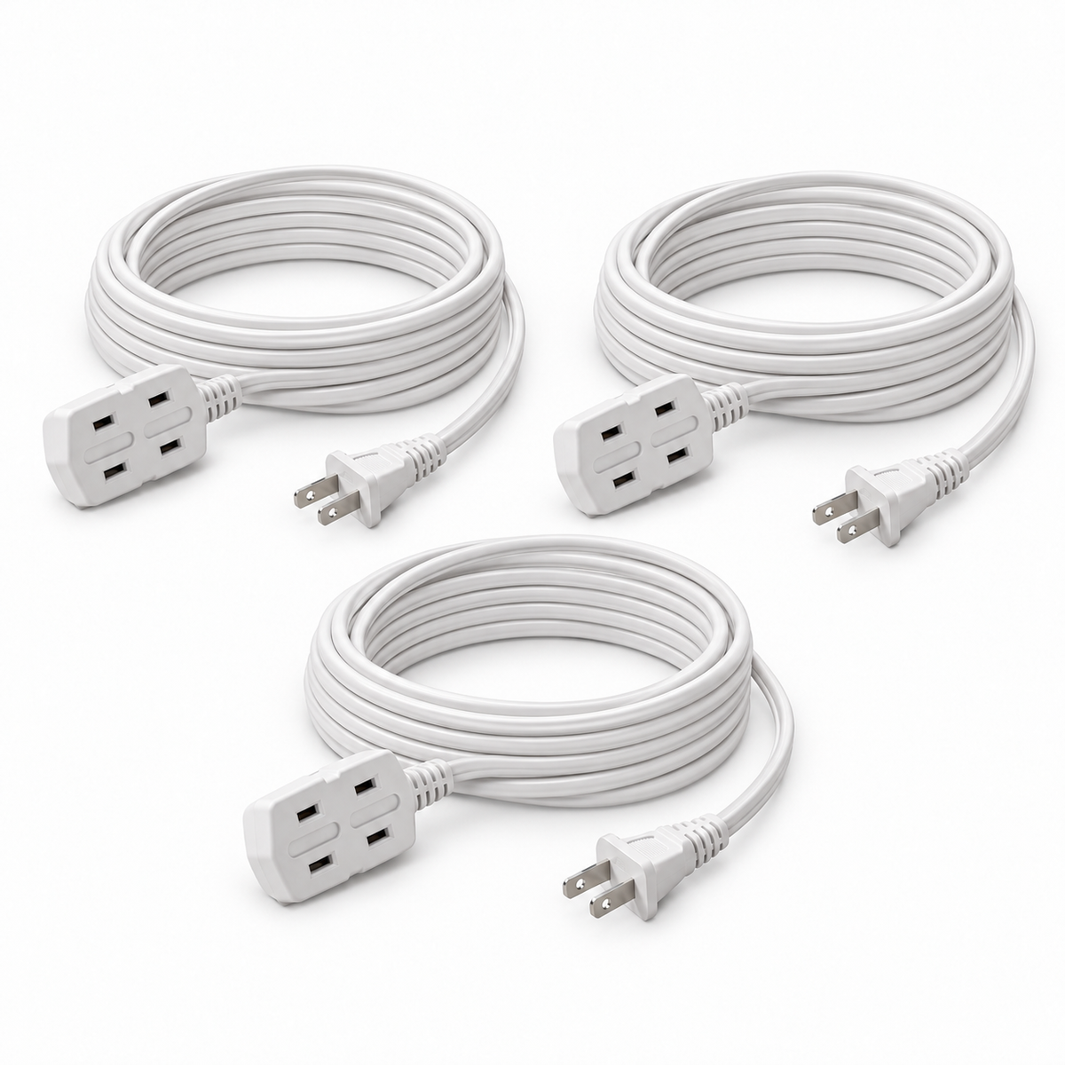 Xtricity Rallonge d'intérieur légère 1,5 m blanche 3 prises polarisées - Lot de 3 - Simple Boutique