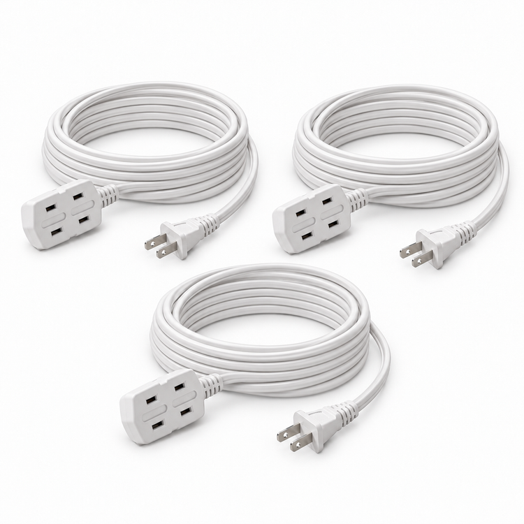 Xtricity Rallonge d'intérieur légère 1,5 m blanche 3 prises polarisées - Lot de 3 - Simple Boutique