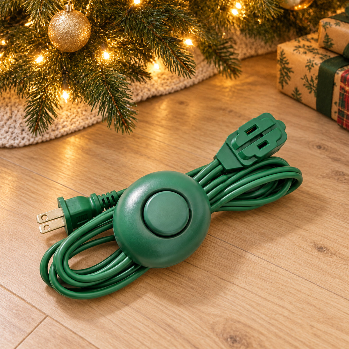 Xtricity Rallonge d'intérieur légère avec interrupteur à pied, 3 prises - Verte - Lot de 2 - Simple Boutique