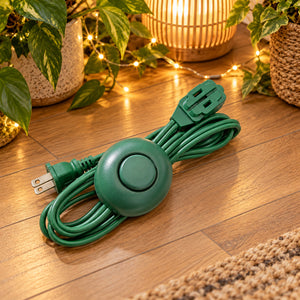 Xtricity Rallonge d'intérieur légère avec interrupteur à pied, 3 prises - Verte - Lot de 2 - Simple Boutique