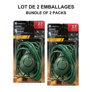 Xtricity Rallonge d'intérieur légère avec interrupteur à pied, 3 prises - Verte - Lot de 2 - emballage - Simple Boutique
