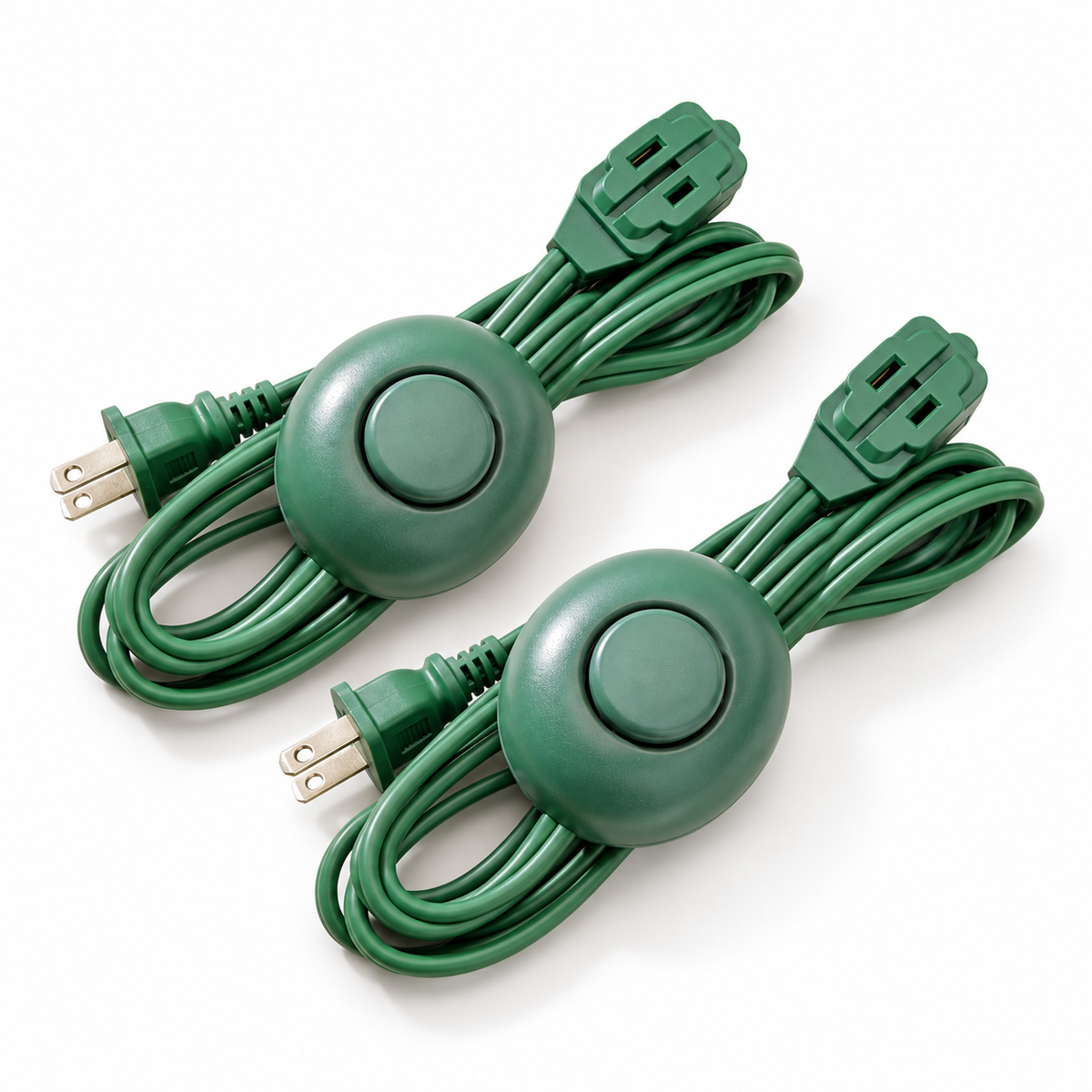 Xtricity Rallonge d'intérieur légère avec interrupteur à pied, 3 prises - Verte - Lot de 2 - Simple Boutique