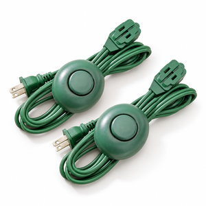 Xtricity Rallonge d'intérieur légère avec interrupteur à pied, 3 prises - Verte - Lot de 2 - Simple Boutique
