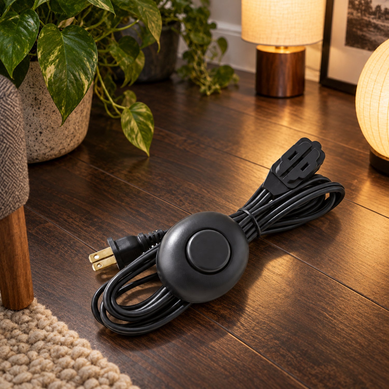 Xtricity Rallonge d'intérieur légère avec interrupteur au pied, 3 prises - Noir - Lot de 2 - Simple Boutique