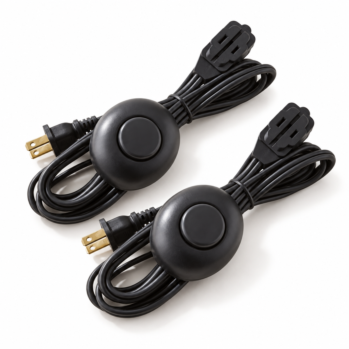Xtricity Rallonge d'intérieur légère avec interrupteur au pied, 3 prises - Noir - Lot de 2 - Simple Boutique