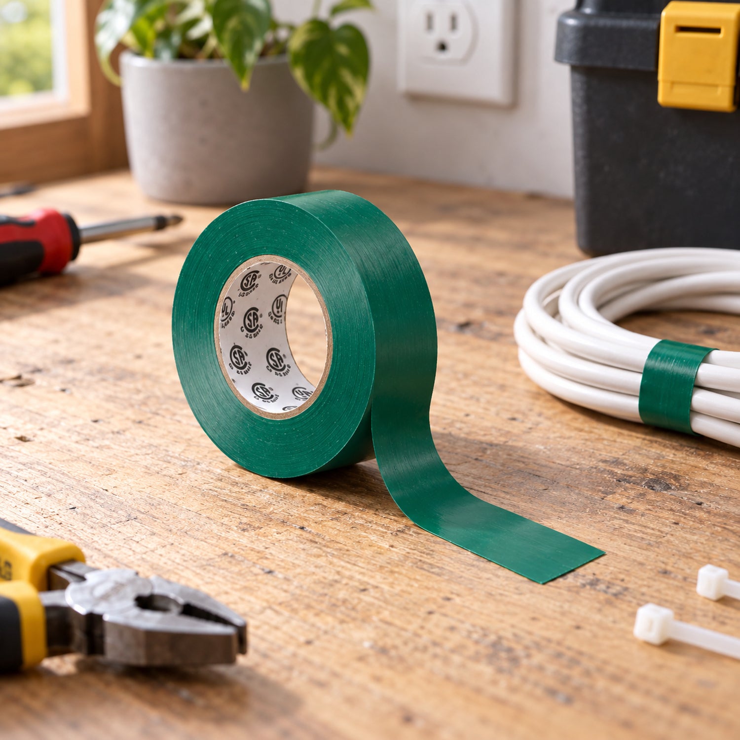 Xtricity Ruban adhésif isolant en vinyle vert - 18 mm x 20 m - Lot de 10 - Simple Boutique