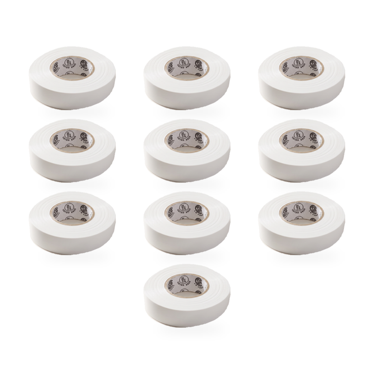 Xtricity Ruban isolant en vinyle blanc - 18 mm x 20 m - Lot de 10 - Simple Boutique