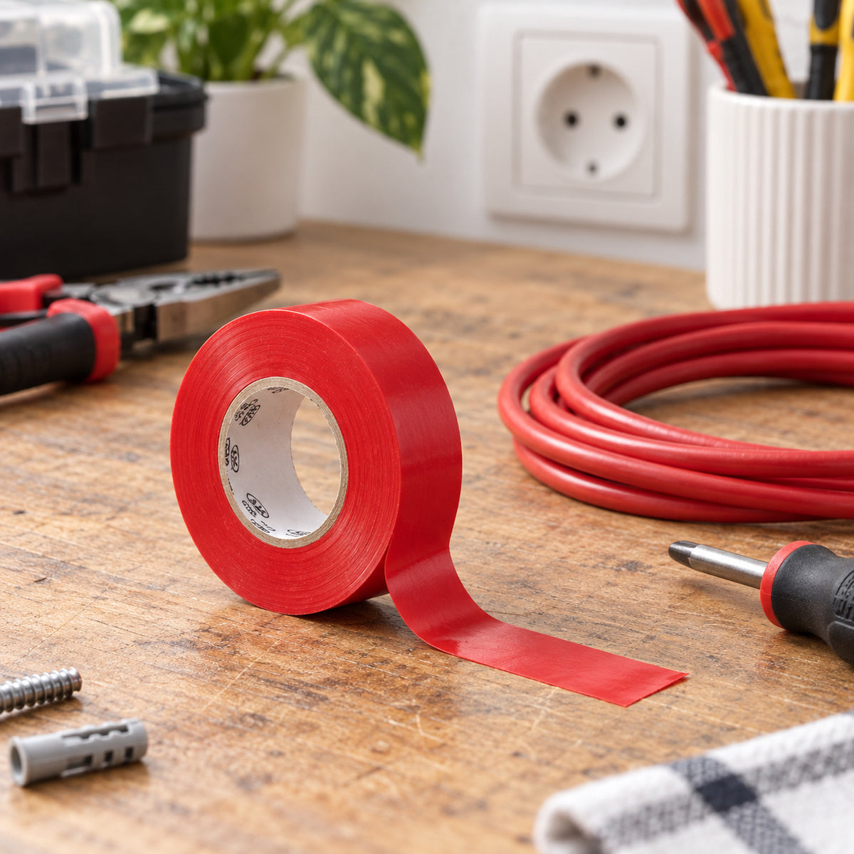 Xtricity Ruban isolant en vinyle rouge - 18 mm x 20 m - Lot de 10 - Simple Boutique