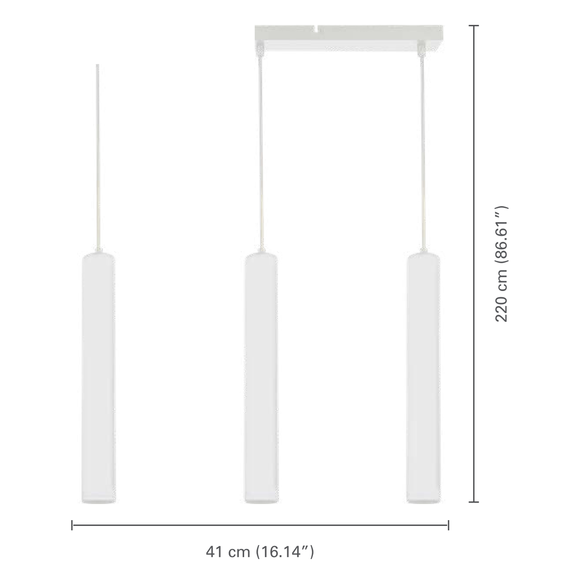 Xtricity Suspension 3 lumières Genesis, blanche - dimensions - Simple Boutique