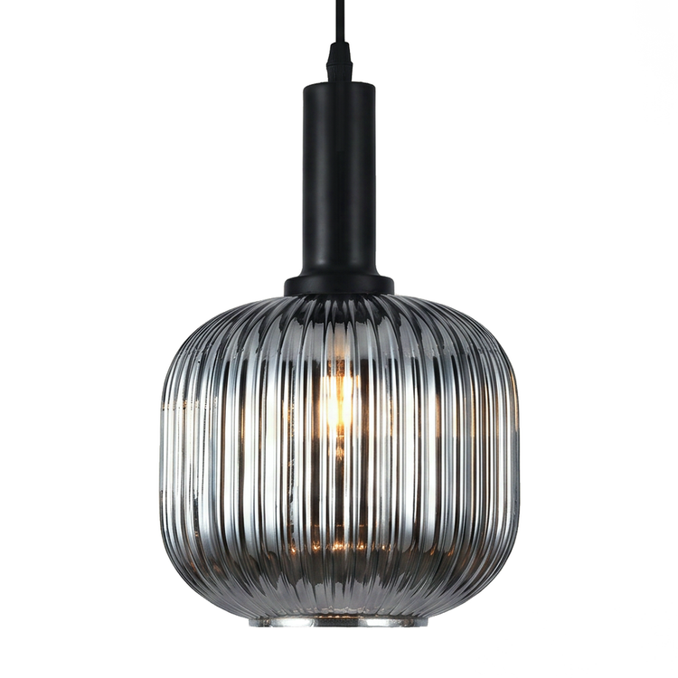 Xtricity Suspension « Steinway » 1 lumière - Noir fumé, acier et verre, 20 cm - Simple Boutique