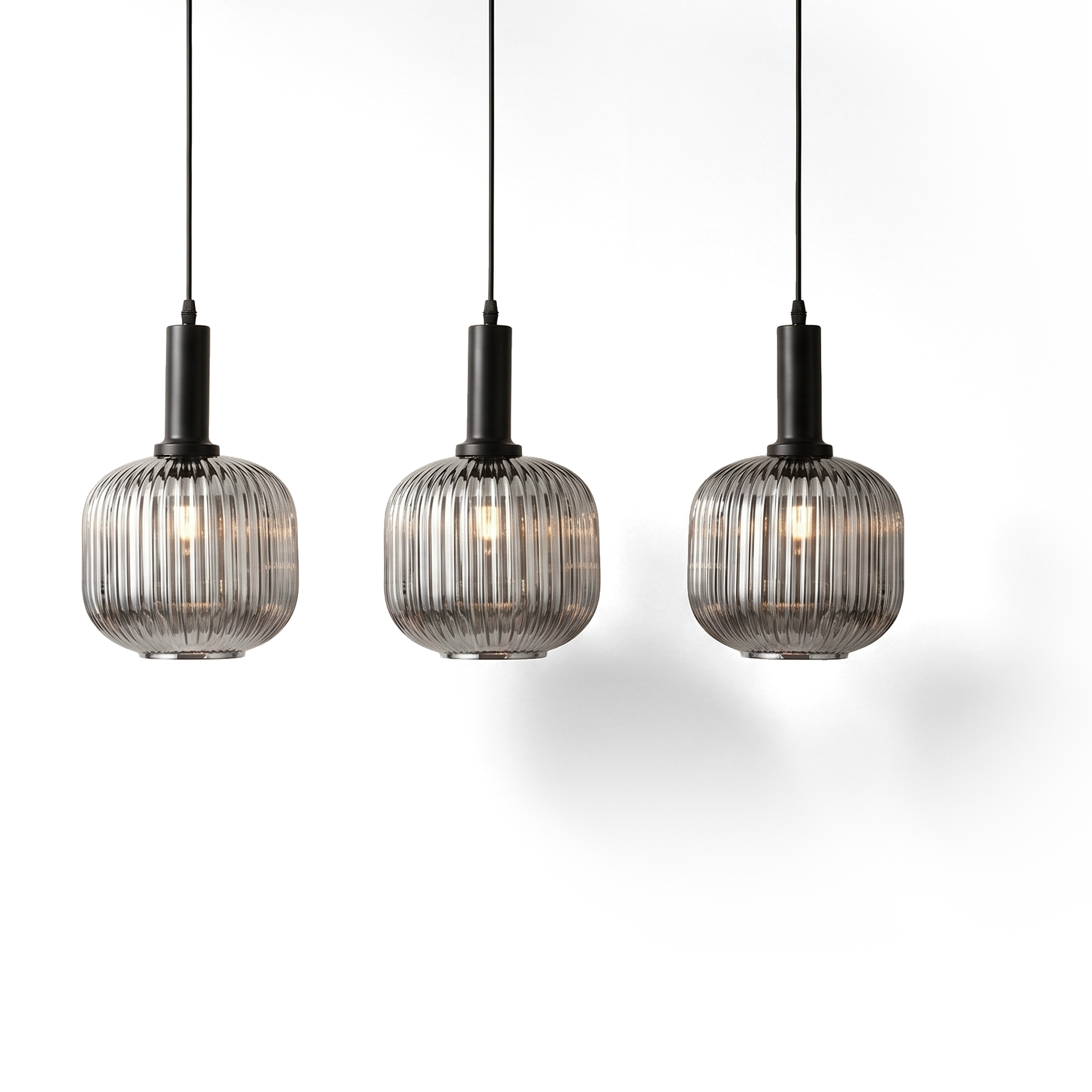 Xtricity Suspension linéaire à 3 lumières « Steinway » - Noir fumé, Acier et Verre, 70 cm - Simple Boutique